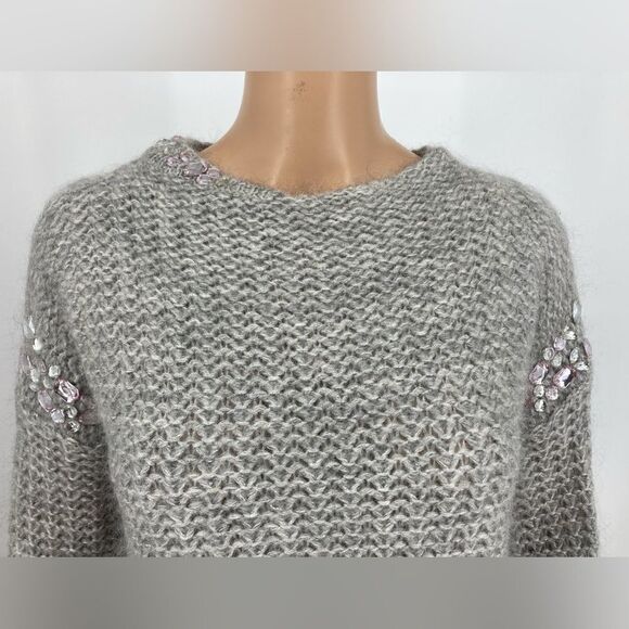 Vintage Lara Knit Kid Mohair Crystals Embellished Sweater M - Picture 2 of 12